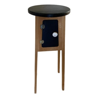 Vintage Narrow Black & Tan Wood Accent Table For Sale