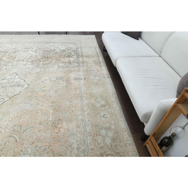 1970s Vintage Persian Handmade Wool Cotton Beige Area Rug For Sale - Image 4 of 11