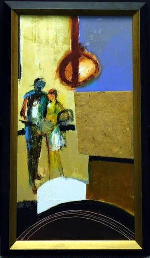 "Spirit Series VII" Contemporary Abstract Figurative Oil Painting by Helen Zarin, Framed