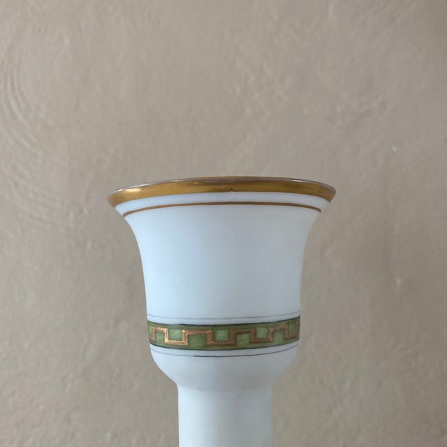 Listing is for an antique white satin glass bottle decorated with Greek Key and floral motif. Missing stopper, could work...