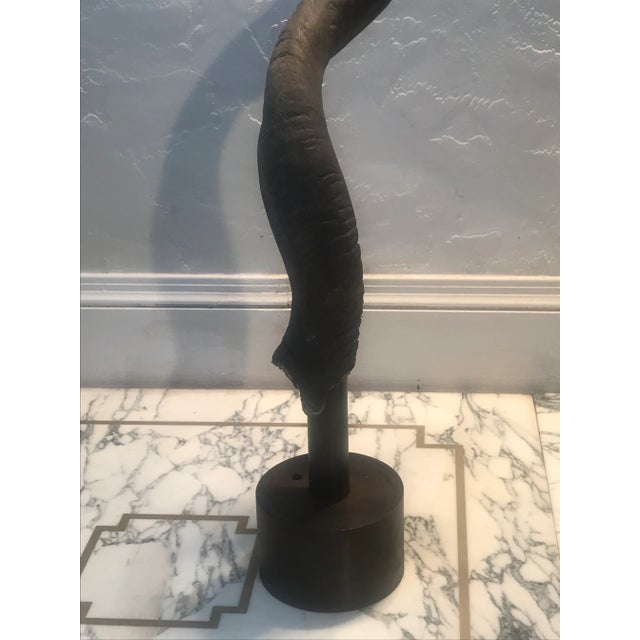 Vintage African Kudu Horn Sculpture on Steel Stand - a Pair For Sale In San Francisco - Image 6 of 8