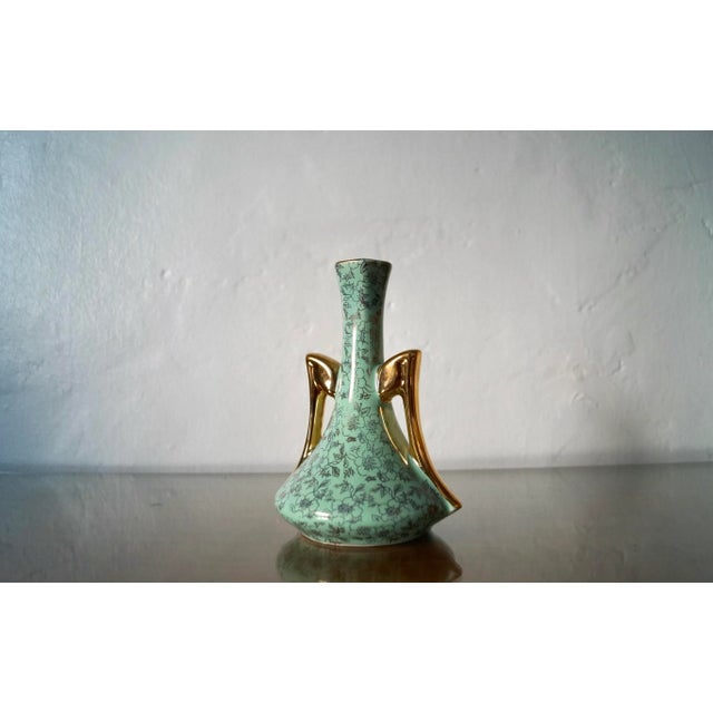 Mid-Century Modern 1950’s Mid-Century Modern Small Ceramic & 22k Gold Vase For Sale - Image 3 of 11
