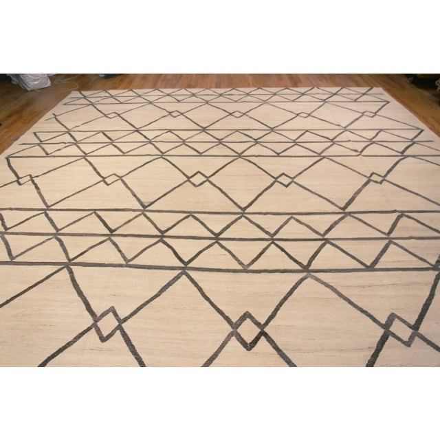 Cream Nazmiyal Collection Large Modern Geometric Kilim Rug For Sale - Image 8 of 8