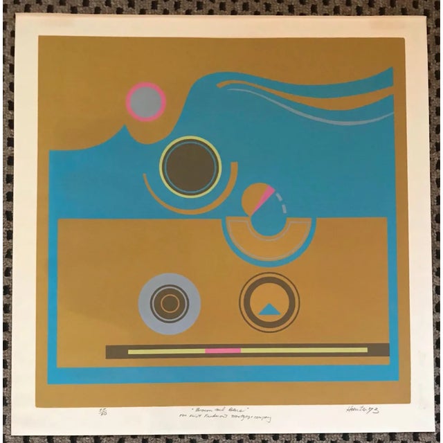 1973 Robert Hunter Brown and Blue Modern Serigraph For Sale - Image 6 of 6