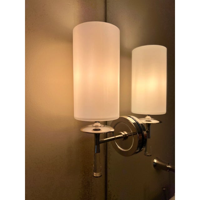 Visual Comfort Aerin Drunmore Sconce Polished Nickel, Glass Shade For Sale In San Francisco - Image 6 of 9