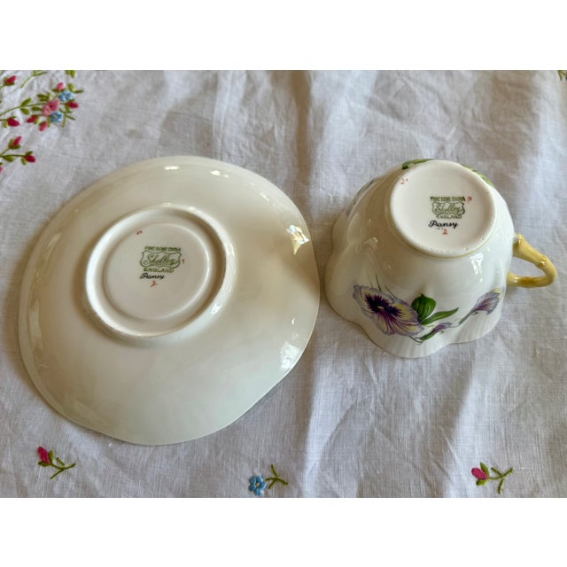 Shelley, English Porcelain Spring Flowers Set of 6 Teacups & Saucers For Sale - Image 10 of 15