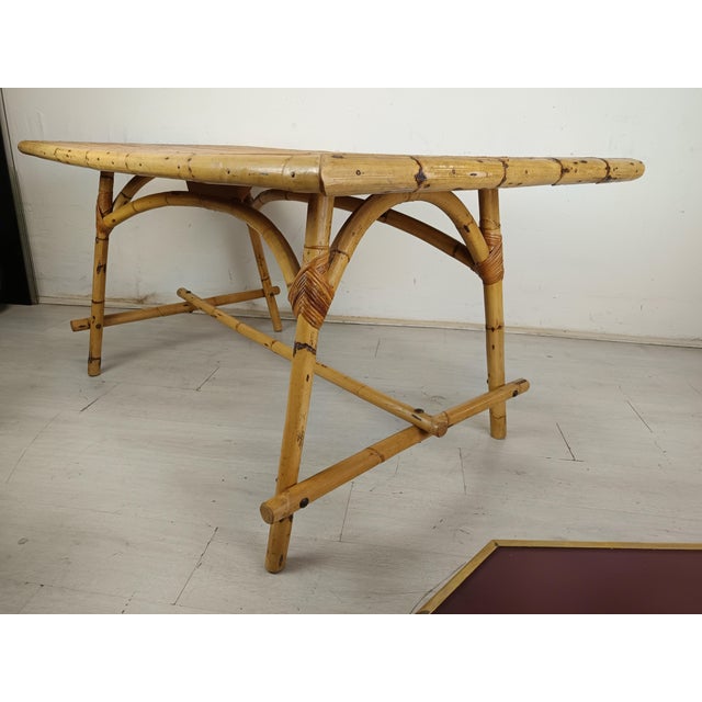 Vintage Rattan Table, 1950s For Sale - Image 8 of 18