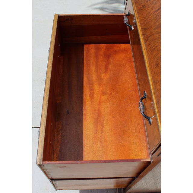 Vintage Georgian Revival Flame Mahogany Secretary Desk Bookcase With Glass Doors, Circa 1940s–1950s For Sale - Image 14 of 18