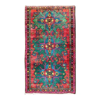 Vintage Large Caucasian Kazak Rug With Green Medallions on Red Field 5'8 X 10'7 For Sale
