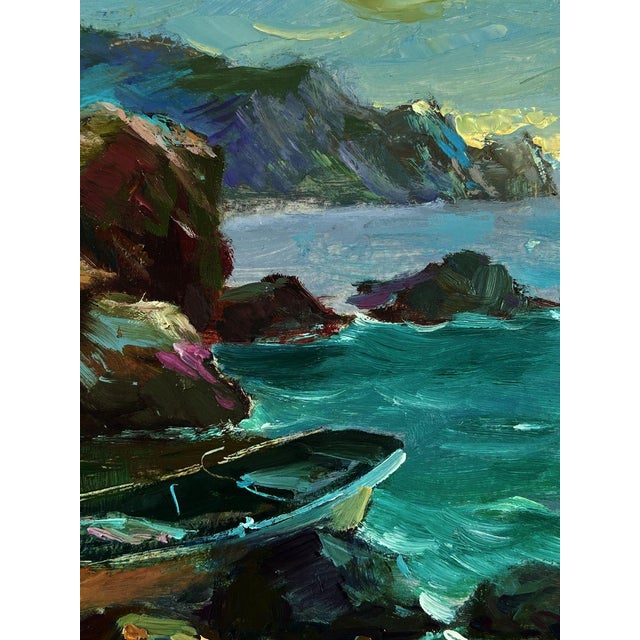 Oil Painting the Boat Is Moored on the Shore Yuriy Suprunchuk For Sale - Image 10 of 11