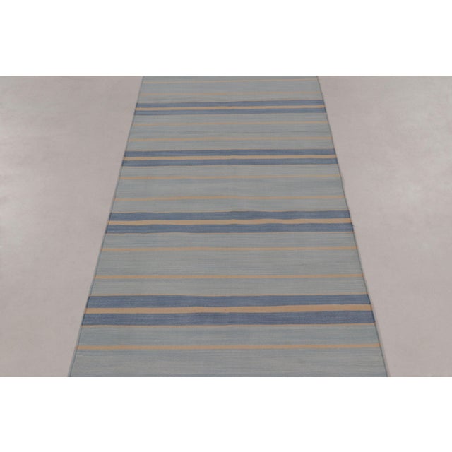 Rug & Kilim Contemporary Striped Cotton Flatweave Gallery Runner by Rug & Kilim, India For Sale - Image 4 of 9