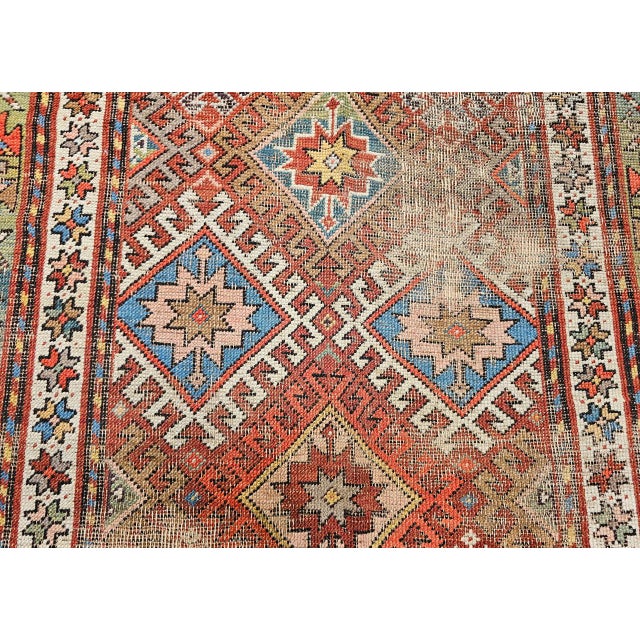 Antique Caucasian Kazak Area Rug, Handwoven Allover Design, Red & Green, 5' x 8' For Sale - Image 16 of 18