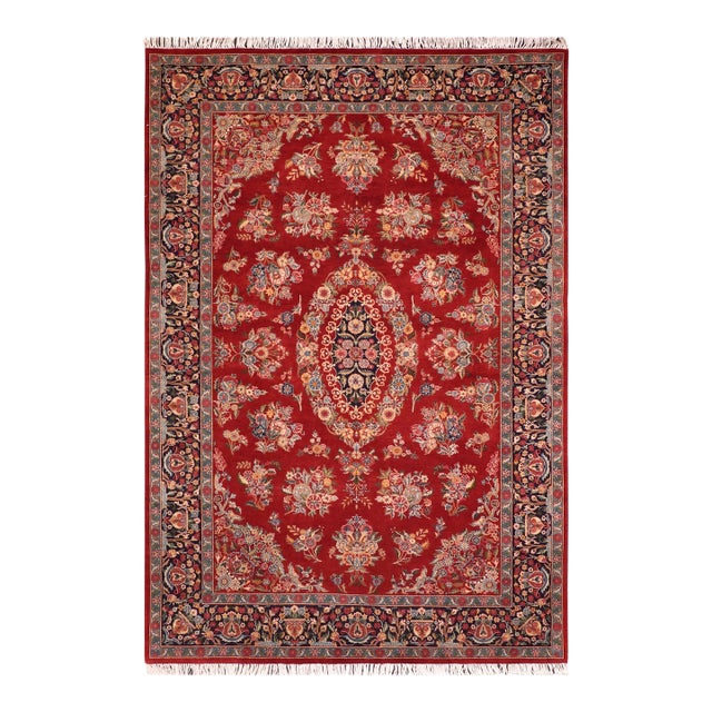 Medallion Elegant 1990's Pak-Persian Red/Blue Wool Rug - 6'0'' X 9'3'' For Sale