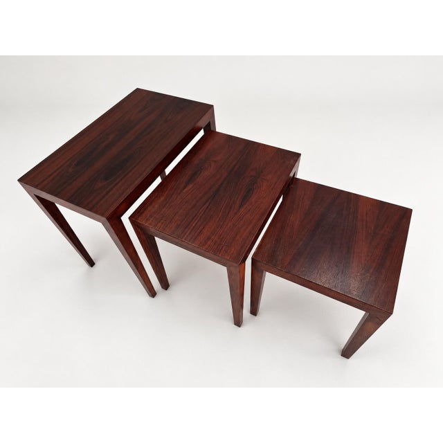Nesting Tables in Rosewood by Severin Hansen for Haslev Møbelsnedkeri, Denmark, 1960s, Set of 3 For Sale - Image 11 of 14