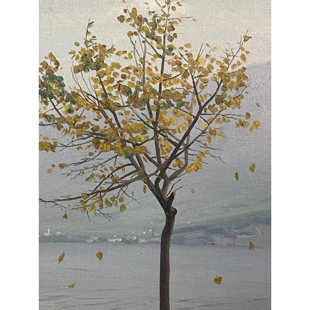 Giuseppe Didone, Lake Landscape, 1950s, Oil on Panel, Framed, in Very Good conditions. Designed 1950 to 1959