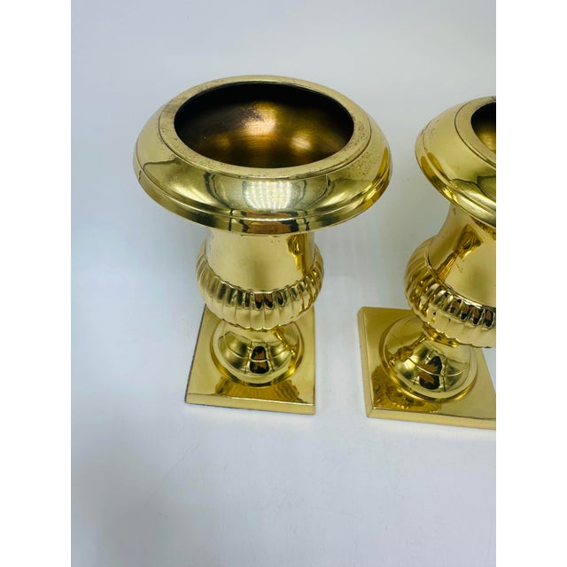 Heavy Brass Vases, a Pair For Sale In Charleston - Image 6 of 6