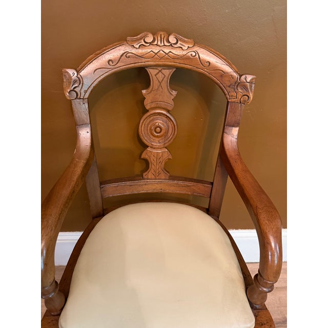 Victorian Antique Eastlake Victorian Style Carved Walnut Youth Chair For Sale - Image 3 of 9