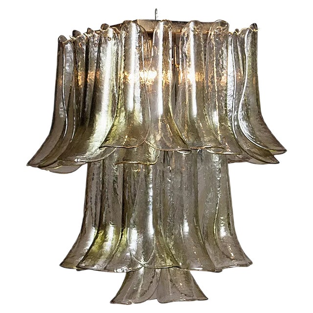 Bright & Green Tone Clear Crystal Glass Petal Flush Mount from La Murrina, 1970s For Sale