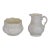 Mid 20th Century Belleek Ireland Porcelain Sugar and Creamer Pair Yellow Ribbon Pattern 4484b For Sale