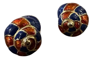 1970s High Quality Vintage Red and Blue Enamel Italian Shell Earrings