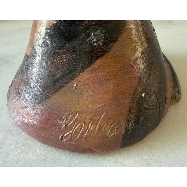 Vintage Post Modern Hand Painted Abstract Ceramic Vase For Sale - Image 9 of 10