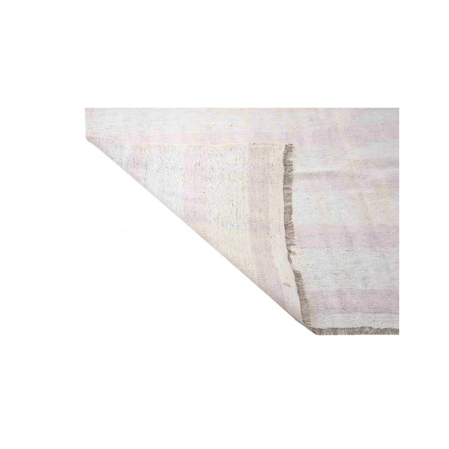 1960s Pink White Vintage Hemp Kilim Rug - 5`10" X 11`2" For Sale - Image 5 of 6