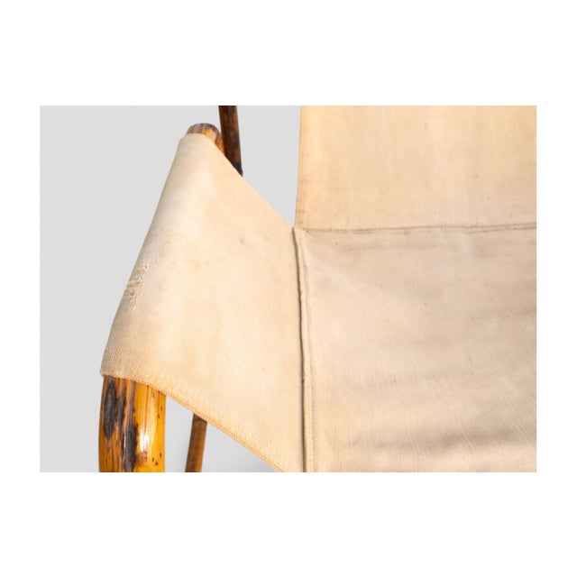 Wood Vintage Bamboo and Canvas Armchair, 1960s For Sale - Image 7 of 12