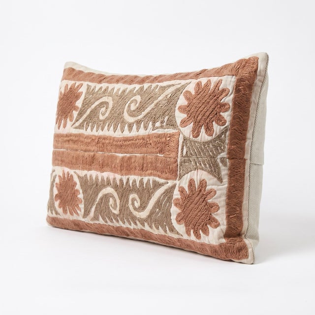 Mid-Century Modern Tashkent Suzani Bedding Pillow Cover 13'' X 27'' For Sale - Image 3 of 4