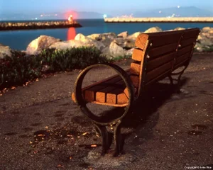 Contemporary Night Photograph "Edge-On Bench" by John Vias
