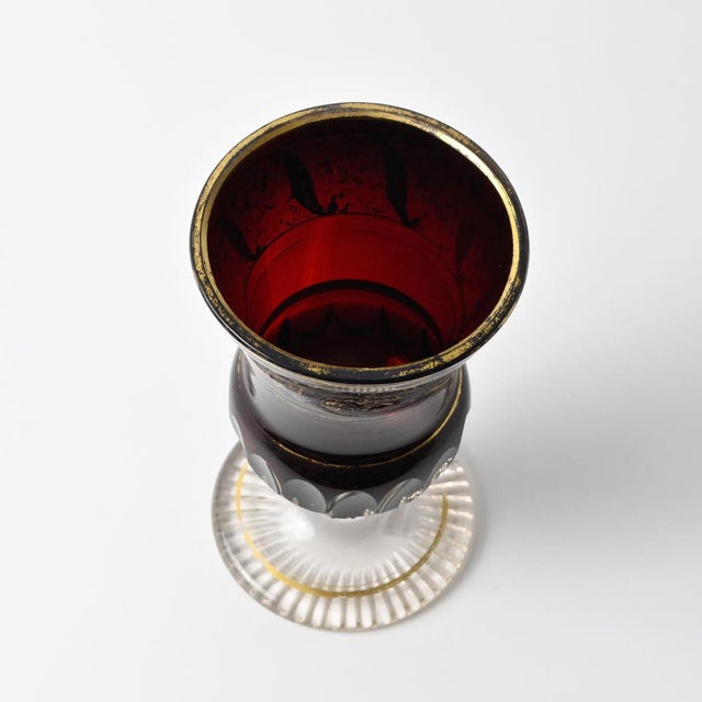 19th Century Bohemian Ruby Red Glass Goblet For Sale - Image 9 of 13