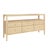 Contemporary Matthew Izzo Home Jordan Natural Grasscloth Six Drawer Console Table With Glass Top and Polished Brass Knobs For Sale - Image 3 of 6