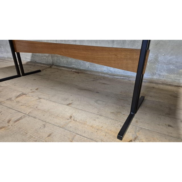 Vintage Rectangular Coffee Table with Wooden Top and Black Metal Base, 1960s For Sale - Image 6 of 11