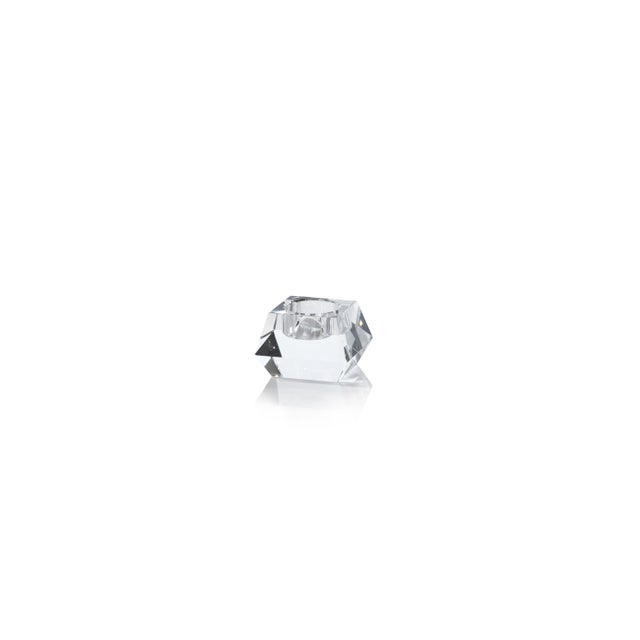 Contemporary Davi Clear Crystal Tealight Candle Holders, Set of 2 For Sale - Image 3 of 3