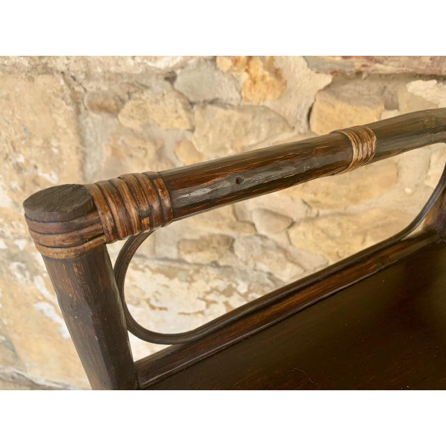 Mid 20th Century Mid-Century Modern Bamboo and Rattan Three-Tier Corner Shelf, 1960s For Sale - Image 5 of 18
