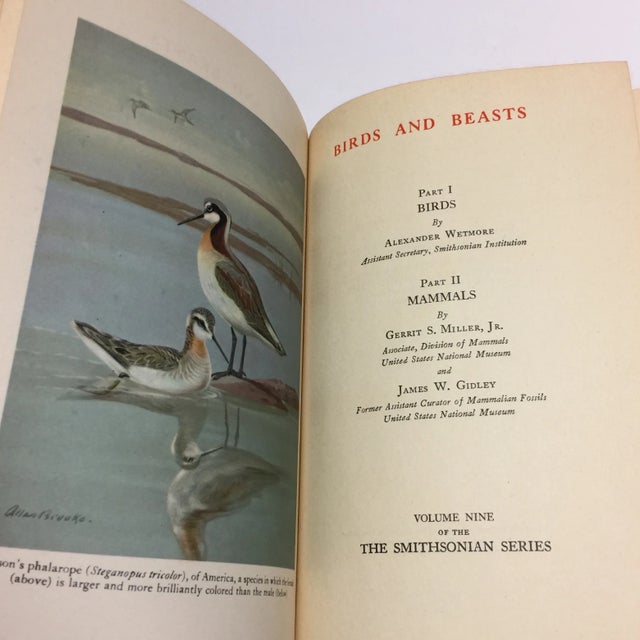 Hardcover book from the Smithsonian Series: Volume 9, Birds & Beasts, 1944. Lovely textured hardcover copiously...