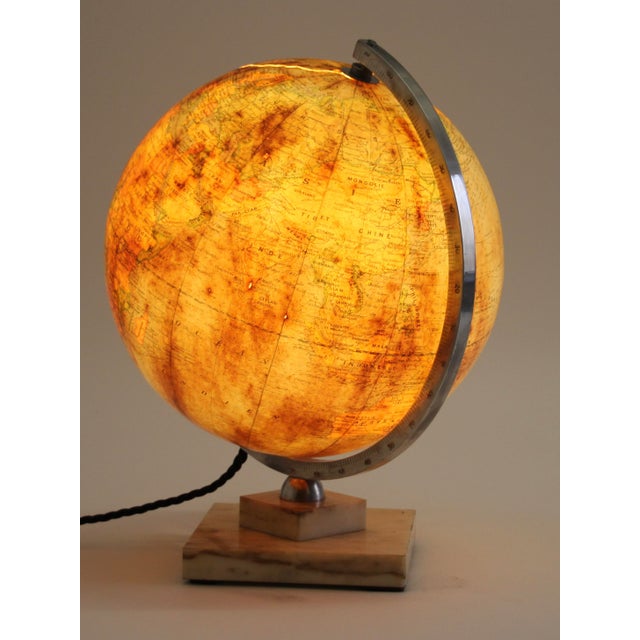 Metal Vintage Art Deco Illuminated Globe from Girard & Barrère, 1940s For Sale - Image 7 of 14