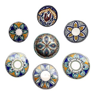 1950s Serving Pieces Ensemble Tunisian Platters + Moroccan Serving Bowl - Set of 7 For Sale