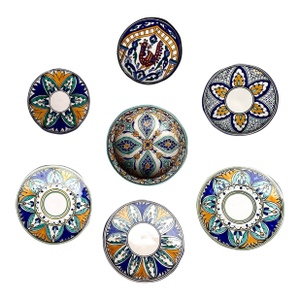 1950s Serving Pieces Ensemble Tunisian Platters + Moroccan Serving Bowl - Set of 7