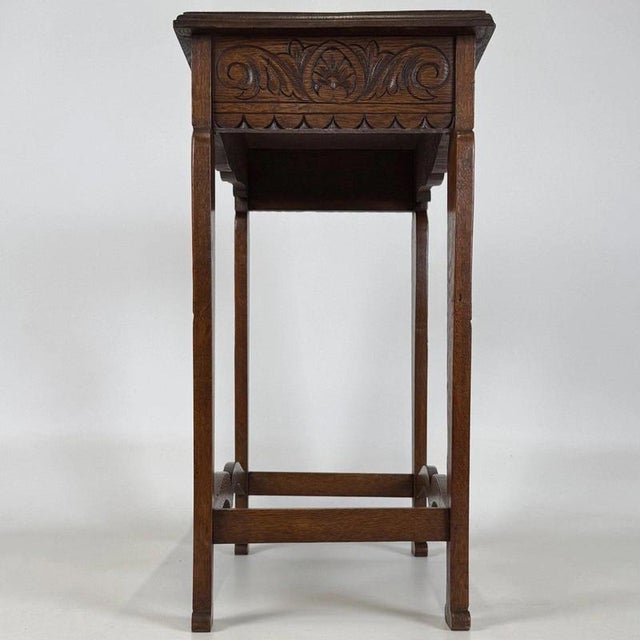 Brown Early 20th Century English Carved Oak Side Table For Sale - Image 8 of 11