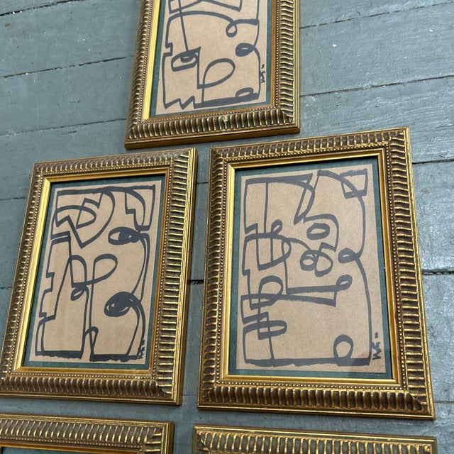 Abstract Contemporary 5 Original Wayne Cunningham Abstract Marker Drawings - Set of 5 For Sale - Image 3 of 7