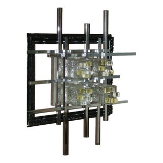 Vintage Murano Glass and Steel Wall Lamp by Albano Poli for Poliarte, Italy, 1960s For Sale