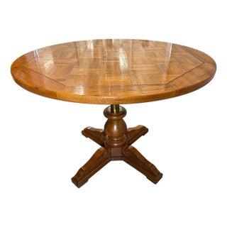 Late 20th Century Adjustable Height Round Oak Table by Hickory Manufacturing Company For Sale