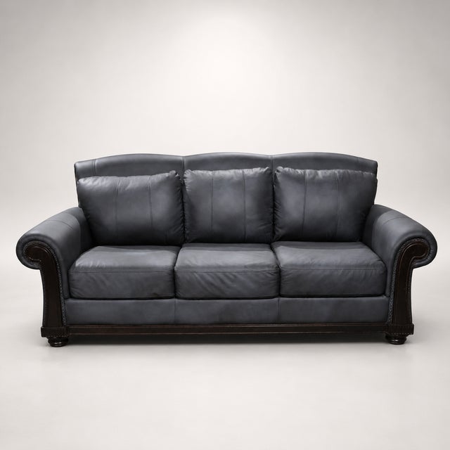 Loom Shadow Heritage Black Leather Sofa For Sale In Miami - Image 6 of 12