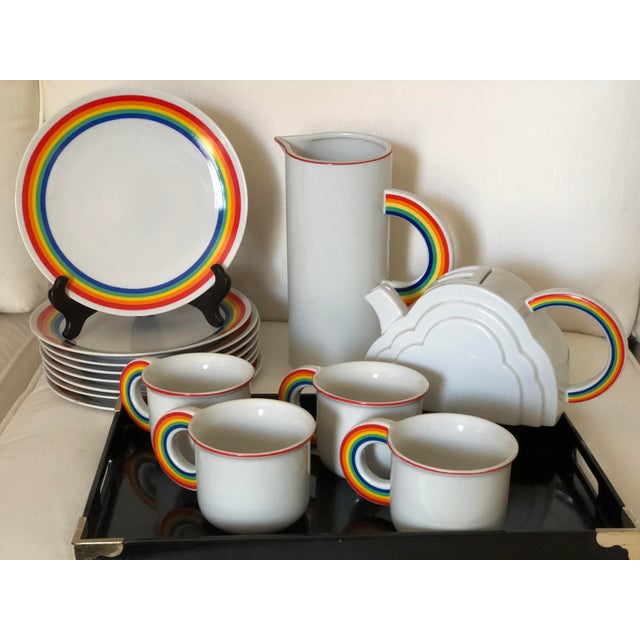 Vintage 1978 Vandor Rainbow Dish Set With Teapot 14 Pc. Set Chairish