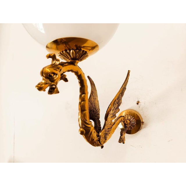 Brass Dragon Wall Light with Sphere Glass For Sale - Image 4 of 13