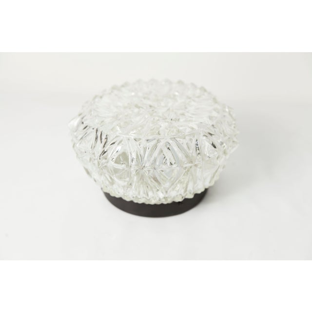 Metal Vintage Round Floral Glass Ceiling Light, 1960s For Sale - Image 7 of 18