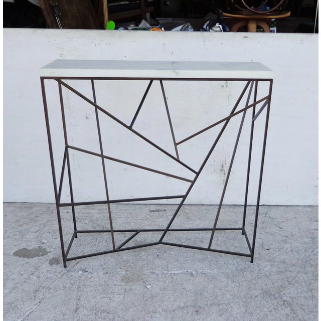 Metal Modern Iron & Marble Console Table For Sale - Image 7 of 8