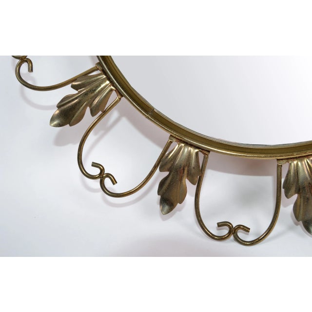 French Neoclassical Signed 50s Brass Sunburst Mirror For Sale - Image 3 of 10