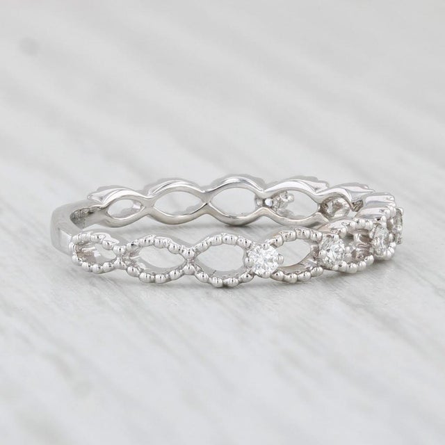 2020s New 0.15ctw Diamond Ring 14k White Gold Size 6.5 Band Wedding Stackable For Sale - Image 5 of 7