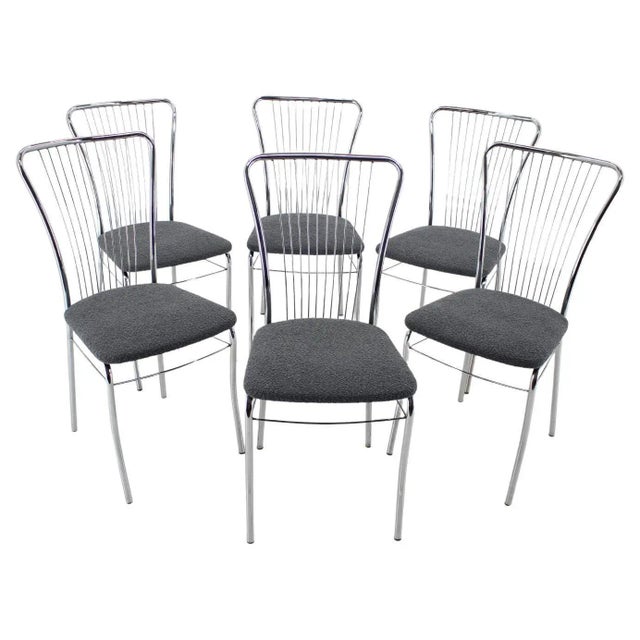 Italian Bouclé Fabric Dining Chairs, 1970s, Set of 6 For Sale - Image 10 of 10
